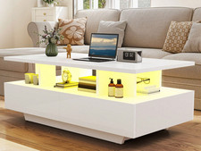 LED Coffee Table Wooden 4 Drawer Storage High Gloss Modern Living Room Furniture