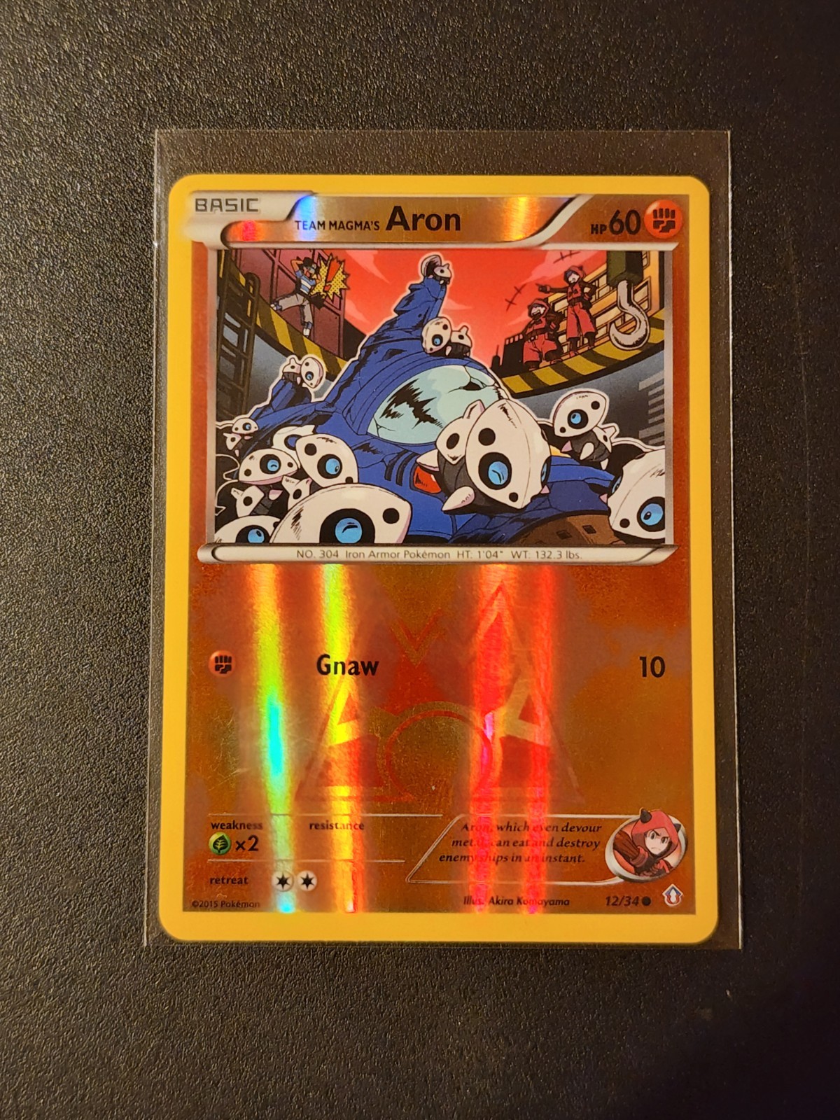 Pokemon Team Magma's Aron Reverse Holo Common Double Crisis 12/34 LP Excellent