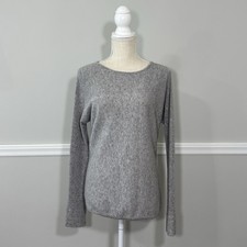 WoolOvers Sweater Women M Grey Merino Cashmere Ribbed Knit Capsule Neutral Cozy