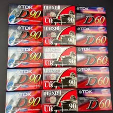 New Sealed Lot of 15 Cassette Tapes Maxell UR90 X5 , TDK D60 X5 , TDK U90 X5 