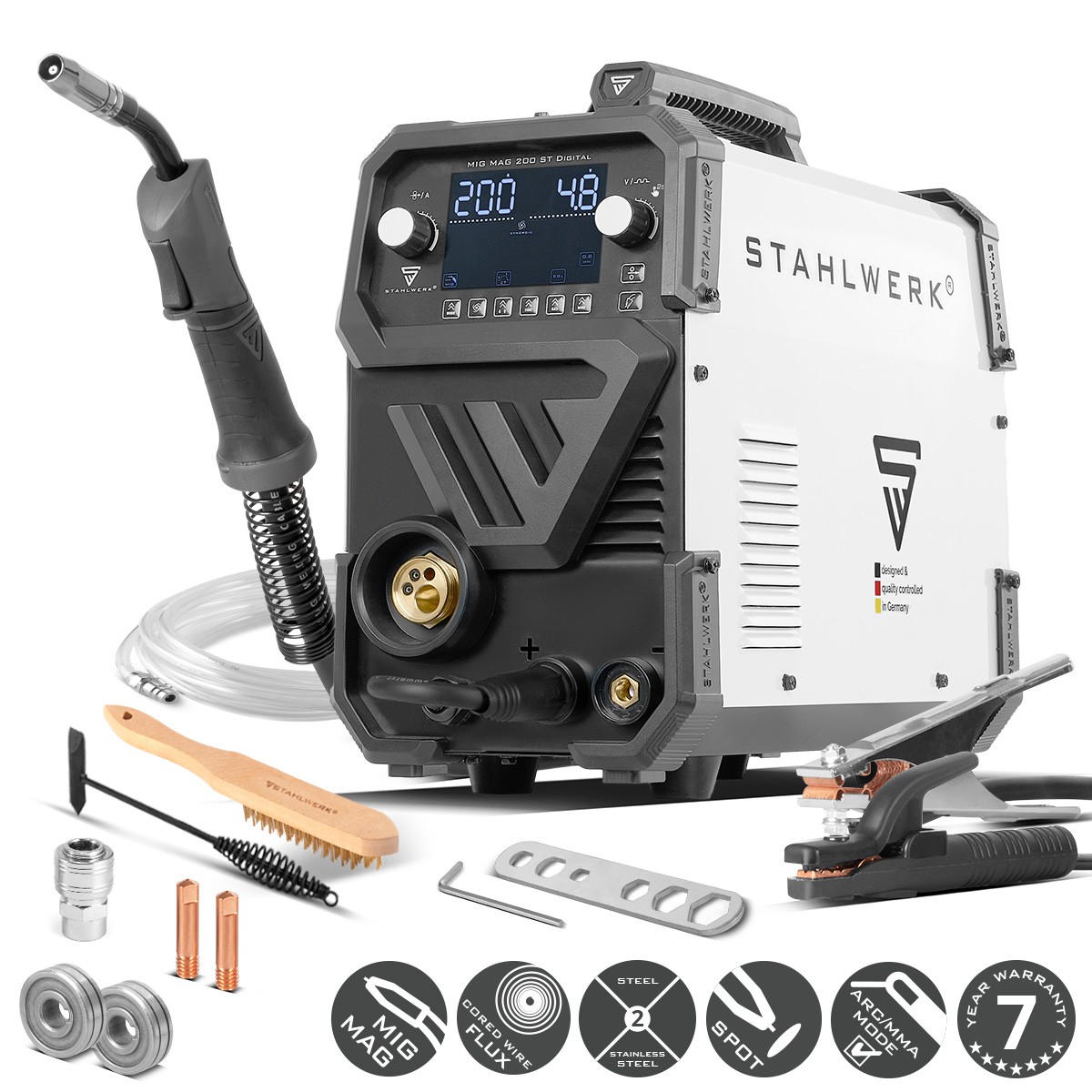 STAHLWERK welding machine MIG MAG 200 ST Digital IGBT shielding gas inverter
