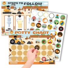 Potty Training Chart for Boys, Construction Theme, 8.3 x 11.2 inches, 10 Pack...