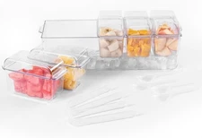 Condiment Caddy with 5 Removable Containers (2.5Cup) Each, 2 Tongs, 5 Spoons