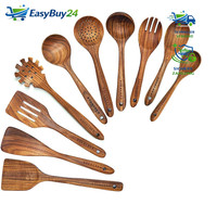 KüChenutensilien-Set 10-Teilig HolzlöFfel Teakholz 100% NatüRliches Kochen