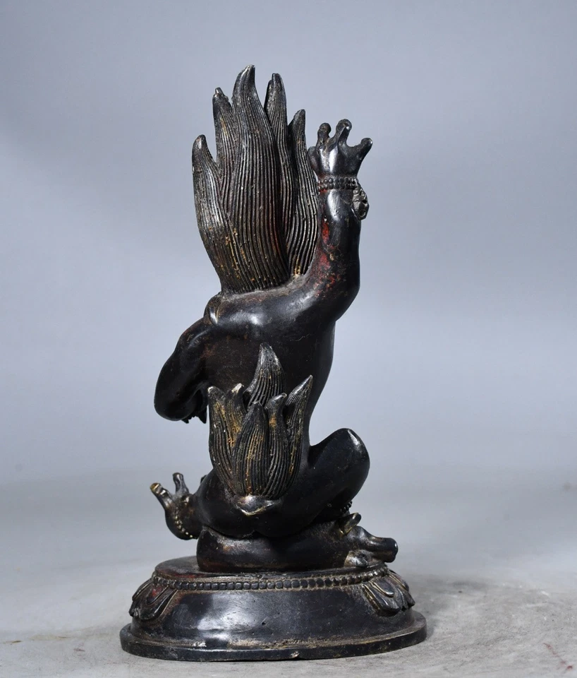 Antigua estatua de Buda Vajra cabeza de buey dorado bronce budismo tibetano antiguo de China de 8,7" Foto 4 de 4