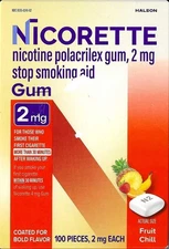 Nicorette Stop Smocking Gum - Fruit Chill - 2mg - 100ct Exp:10/2027