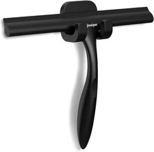 Shower Squeegee for Glass Doors with Adhesive Hook, Window All Black 
