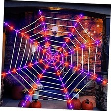 Giant Lighted Spider Web Decoration - 12 Ft Lighted Spider Web-  Purple Orange