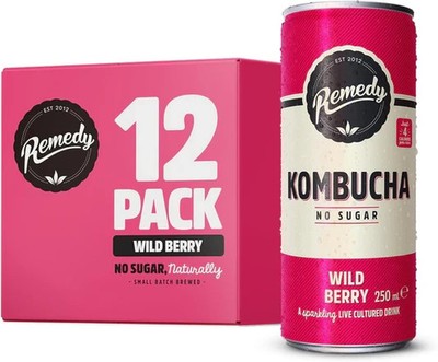 Remedy Kombucha Tee Raspberry Limonade Sparkling Live Cultured Drink Natural UK