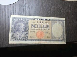 1000 Lire 1947 Testina Ornata di Perle Banca d’Italia Banconota Italiana Vintage