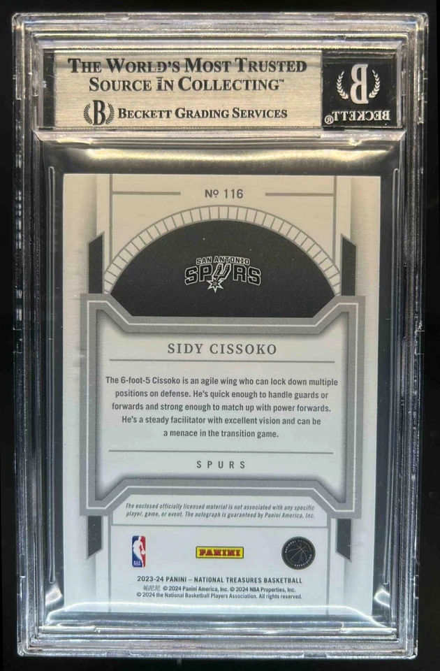 2023-24 National Treasures Sidy Cissoko Rookie Patch Auto RC Bronze #/49 BGS 8.5 - Image 2 of 2