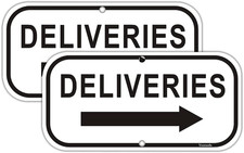 2-Pack Deliveries with Arrow Right Deliveries Sign 12  X6  Rust Free 40Mil Alumi