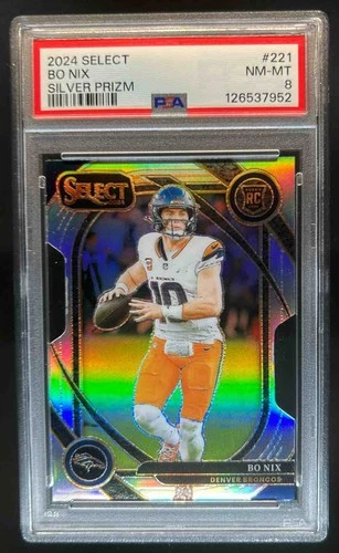 2024 Select Bo Nix Club RC Silver Prizm Die-Cut #221 Broncos PSA 8