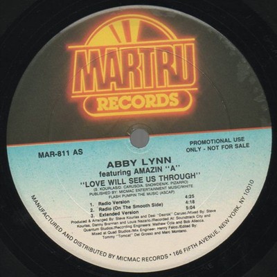 Abby Lynn Featuring Amazin 'A' - Love Will See Us Through (12'', Promo) (Very Goo