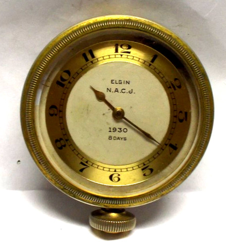 Vintage Elgin N.A.C.J 1930 8 Day Automobile Car Dash Clock , Running