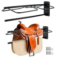 2 Pack Saddle Rack with Pad Bar, Heavy Duty Wall Mounted Saddle Rack Stand,
