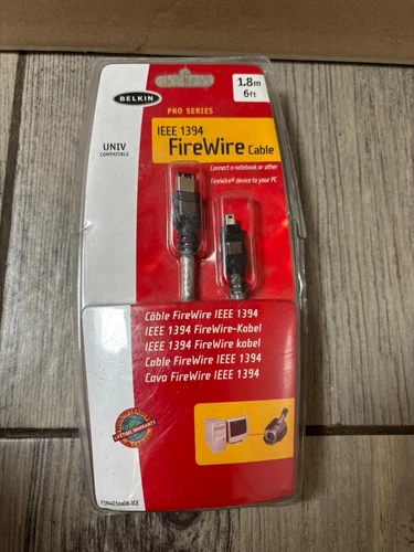 Belkin IEEE 1394 FireWire Cable 6ft (1.8m) Pro Series 4-Pin to 6-Pin DV Cable