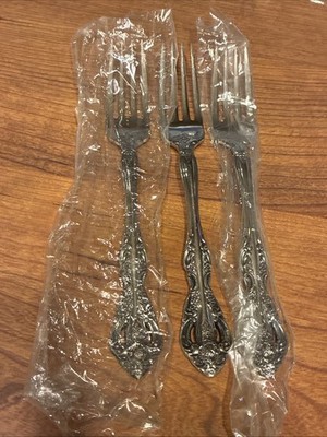 ONEIDA Stainless MICHELANGELO Set 3 DINNER FORKS 7 1/4'' Heirloom CUBE