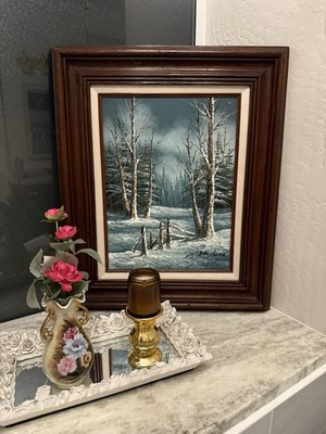 J. Medina Original Painting In Wood Frame Signed In Great