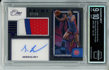 2020-21 Panini One And One Saddiq Bey Prime Rookie Patch Auto Purple /35 Mint 9
