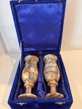 Set Of 2 Variegated Stone Mosaic Vases Pakistan