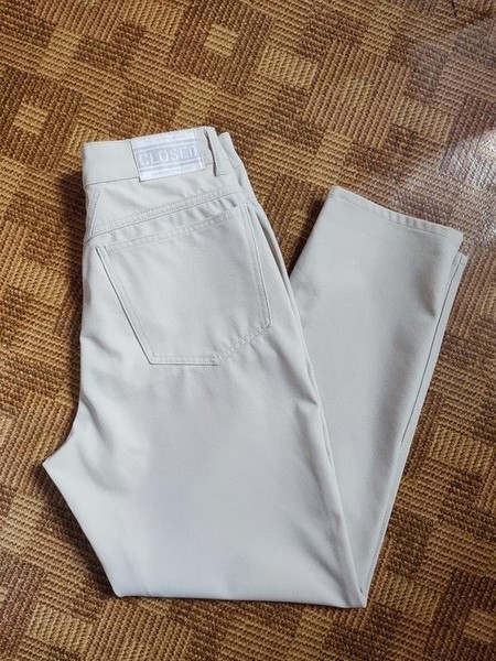 Women Closed Trousers Beige Stretch 40 / L / 48