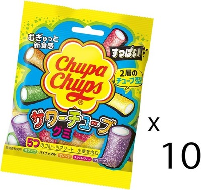 Popular Japan gummies Kracie Chupa Chups Sour Tube Gummy 55g x 10 pieces 17355