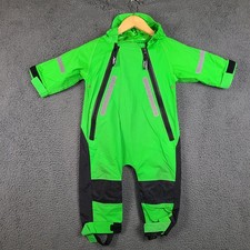 Hapiu Kids Neon Green Waterproof Rain Suit One Piece Hooded 12 Months Reflective