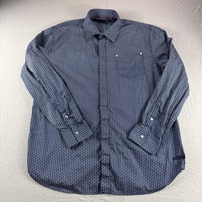 Sean John Pearl Snap Shirt Mens 2XL Blue Geometric Long Sleeve Hip Hop Y2K READ