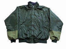 Patagonia Bomber Jacket Men Size Small Vintage 90s Fleece Lined Green Gray Retro