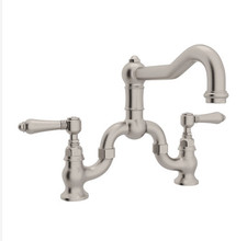 ROHL Acqui A1420LMSTN-2 Open Box Satin Nickel Bridge Luxury Kitchen Faucet