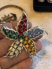 Vintage Lisner Brooch Rhinestones Silver Star Costume Jewelry Ladies
