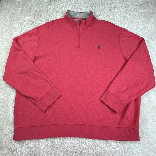 Polo Ralph Lauren maglione uomo 2XL rosso pullover 1/4 zip camicia logo pony - Foto 1 di 7