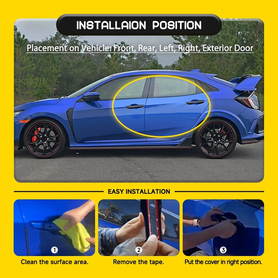 Glossy Black Door Handle Cover for 16-21 Honda Civic w/ Smart Keyhole ABS 4-40x - Image 3 of 4