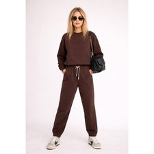 Jenni Kayne Brown Lounge Set XS Minimalist Sweatshirt Joggers Cozy Luxury