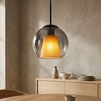 LED HäNgelampe Schwarz Pendelleuchte Wohnzimmerlampe Glas Rauchoptik H 120 Cm