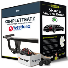 Für SKODA Superb Kombi II Typ 3T5 Anhängerkupplung starr +eSatz 13pol uni. 09-