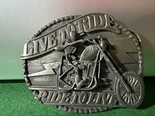 Live To Ride, Ride To Live Skull Motorcycle Belt Buckle Siskiyou 1986
