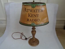 1920's Atwater Kent Dealer Lamp, original lamp and original shade, shade damged.
