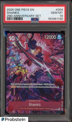 2025 One Piece EN 2nd Anniversary Set #004 Shanks PSA 10 GEM MINT