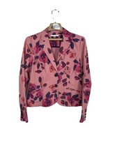 CAbi Womens Sz 8 Pink Floral Long Sleeve 2 Button Rose Garden Blazer Jacket