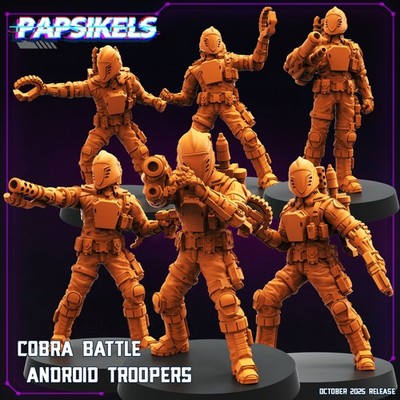 Papsikels Cobra Battle Android Troopers Set (6 Models) 32mm Resin Mini Sci-Fi