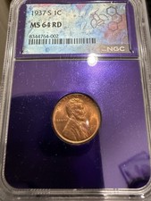 1937-S Lincoln Cent NGC Graded MS64RD in Trader Bea Slab