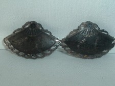 VINTAGE SIAM STERLING SILVER ETCHED SHOE CLIPS BUCKLES