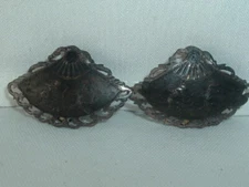 VINTAGE SIAM STERLING SILVER ETCHED SHOE CLIPS BUCKLES