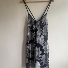French Connection Floral Babydoll Dress Black Grey Crossover M
