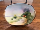 Hand Painted Nippon Tray Beaded Border Cottage Handles Plate Antique Porcelain