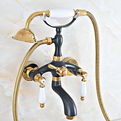 Gold Color Brass Oil Rubbed Bronze Clawfoot Tub Faucet Kit Hand