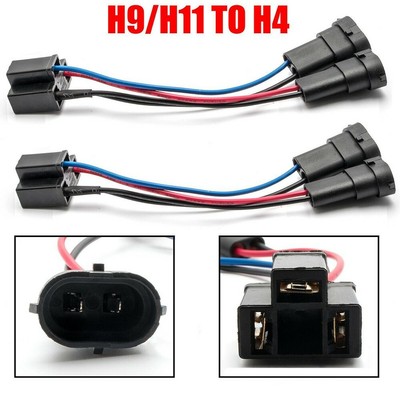 2X H9/H11 Stecker auf H4 3-polige Buchse Zweistrahl Scheinwerfer Splitter Kabelbaum Adapter