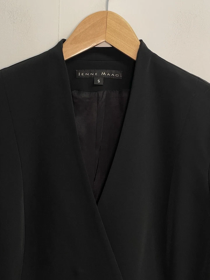 Blazer Jenne Maag Para Mujer Talla S Chaqueta Envolvente Forrada Cuello en V Negro con Bolsillos Foto 2 de 4